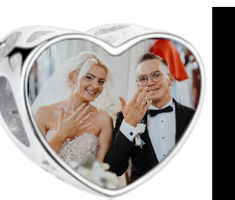 Charms • Zawieszka ze zdjęciem i grawerem • Serce ażurowe 2