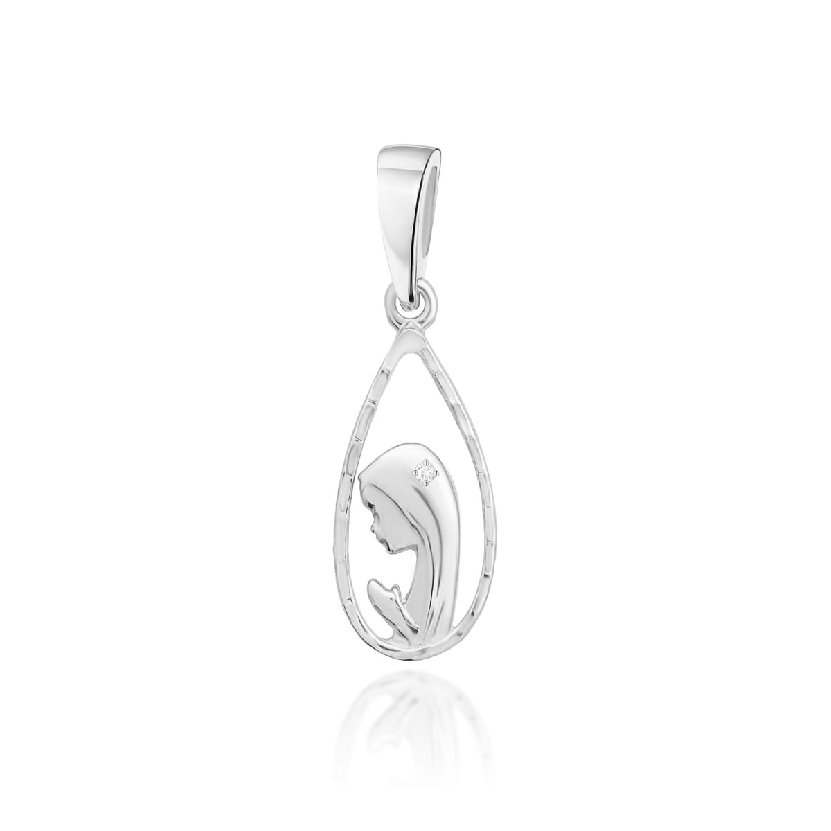 Medalik z białego złota z diamentem 0.005 ct FD056-B585-B0.005 2