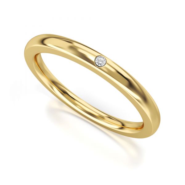 Obrączka ślubna z brylantem 0.01 żółte złoto 2,2mm próba 585 • FS529 1