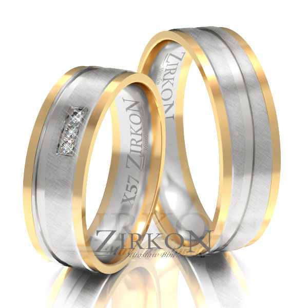 Obrączki ślubne złoto dwukolorowe 6mm próba 585 • X057 1