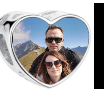 Charms • Zawieszka ze zdjęciem • Serce ażur • Różowe cyrkonie 2