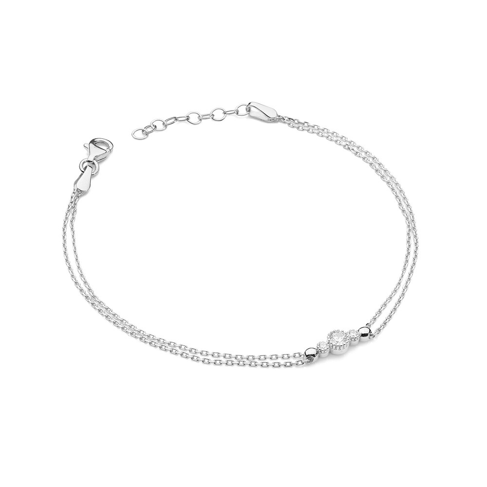 Złota bransoletka z białego z diamentami FB-003-B585-B0.13 2