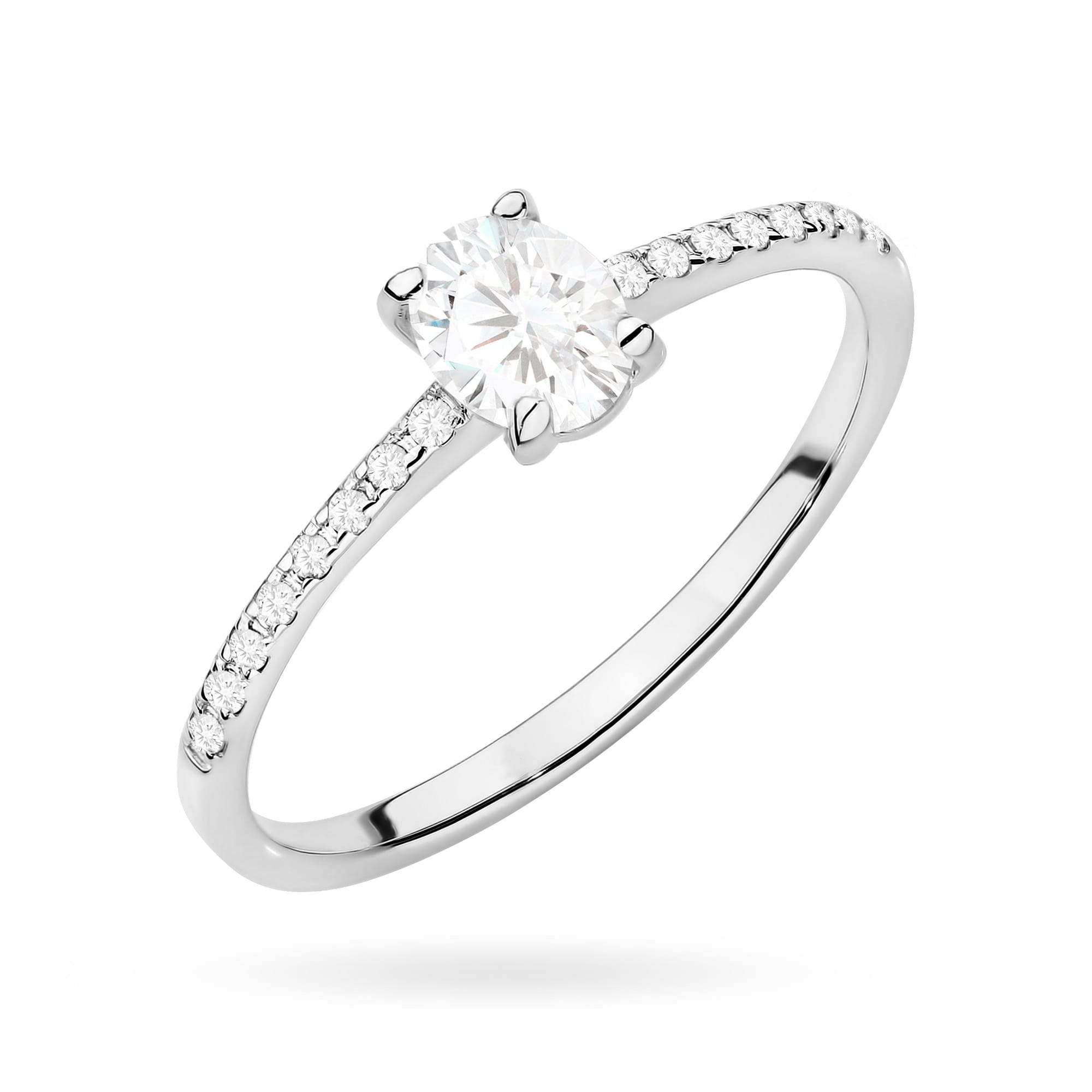 Pierścionek zaręczynowy z białego złota z brylantami 0.38ct 1