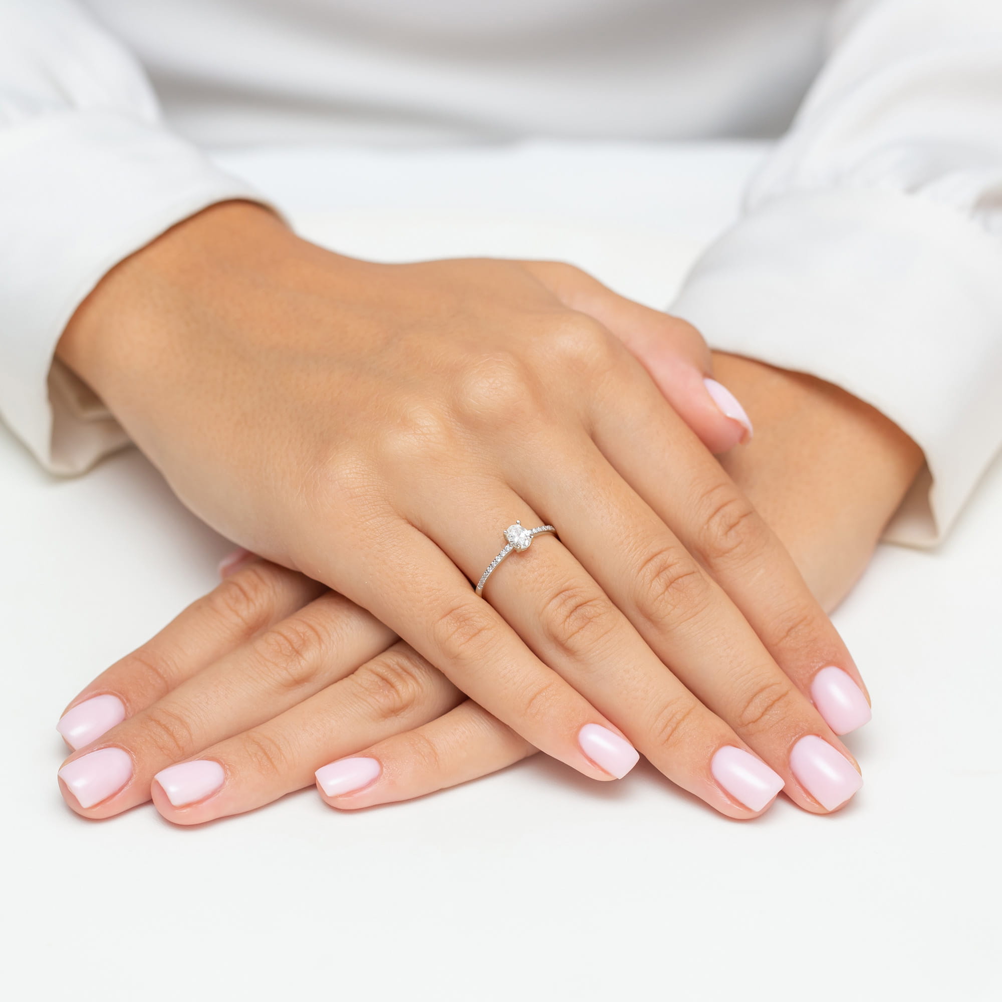 Pierścionek zaręczynowy z białego złota z brylantami 0.38ct 3