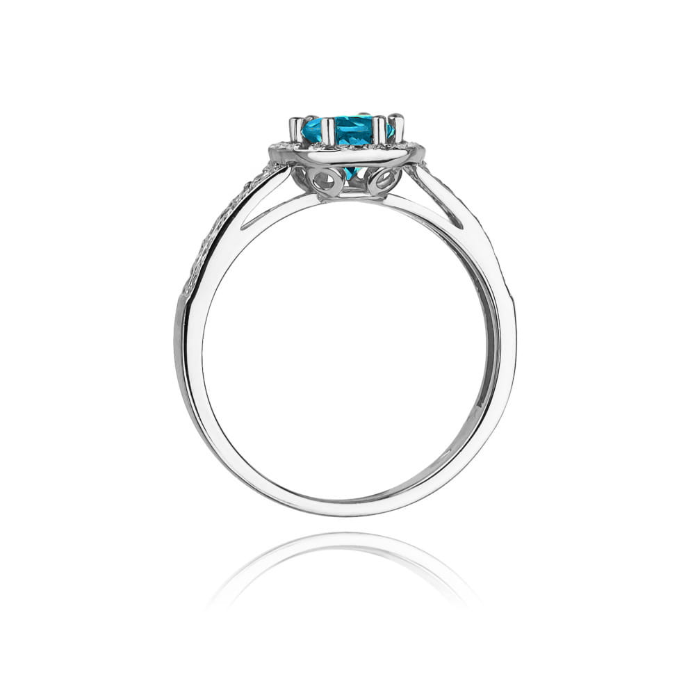 Pierścionek zaręczynowy z brylantami i topazem London Blue 0.20 ct 1