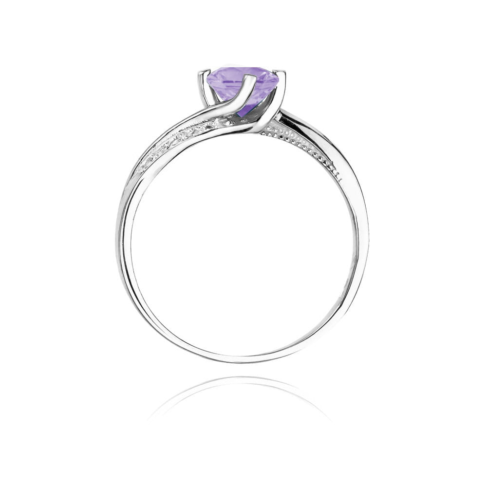 Pierścionek zaręczynowy z białego złota z brylantami i tanzanitem 0.05 ct 3