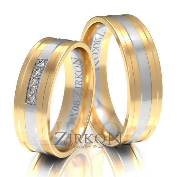 Obrączki ślubne złoto dwukolorowe 6mm próba 585 • X008 1