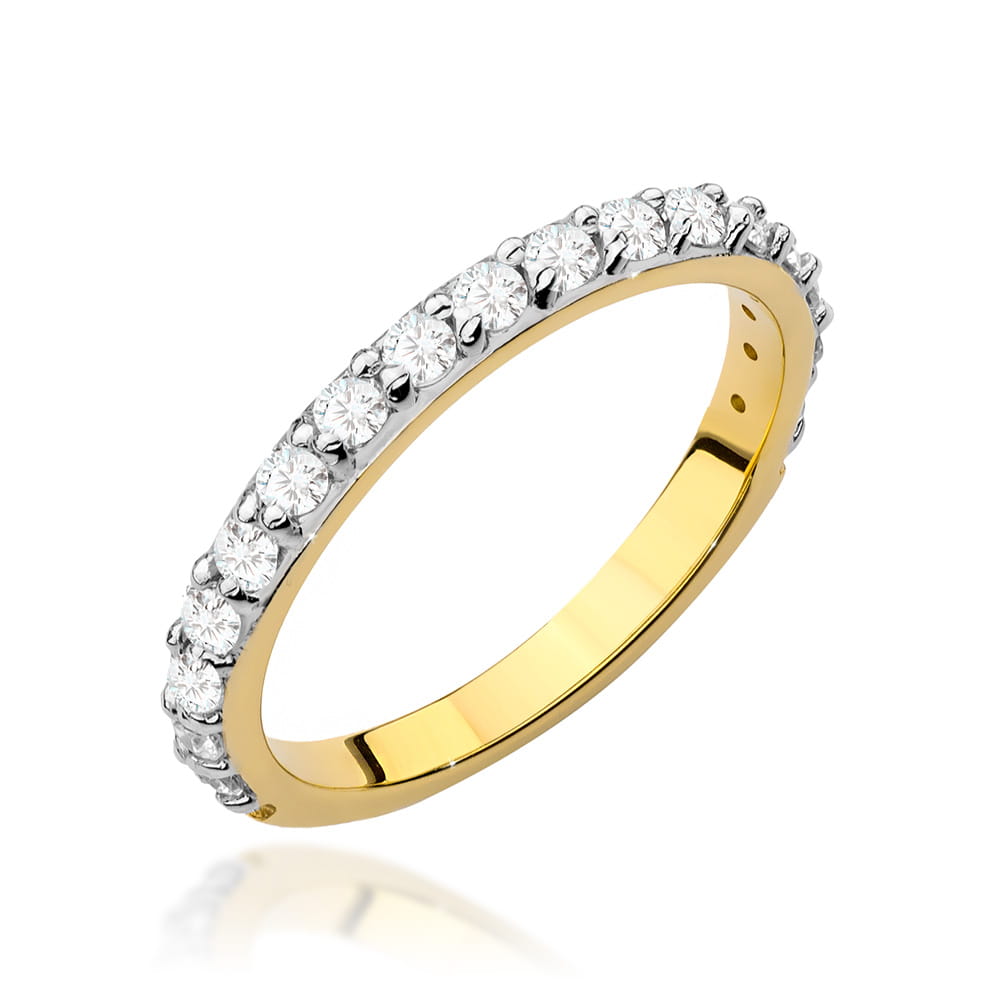 Pierścionek obrączka z żółtego złota z brylantami 0.34 ct 4