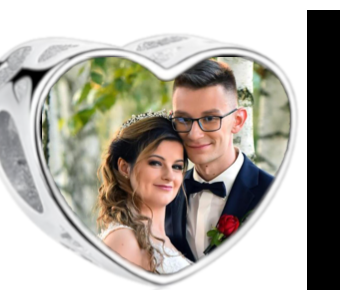 Charms • Zawieszka ze zdjęciem i grawerem • Serce ażurowe 2