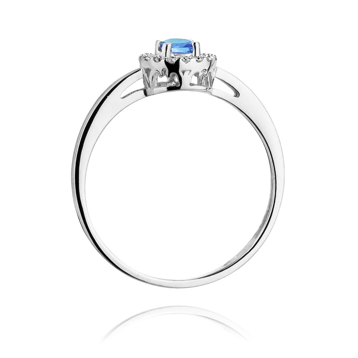 Pierścionek zaręczynowy z białego złota z brylantami i topazem 0.08 ct 1