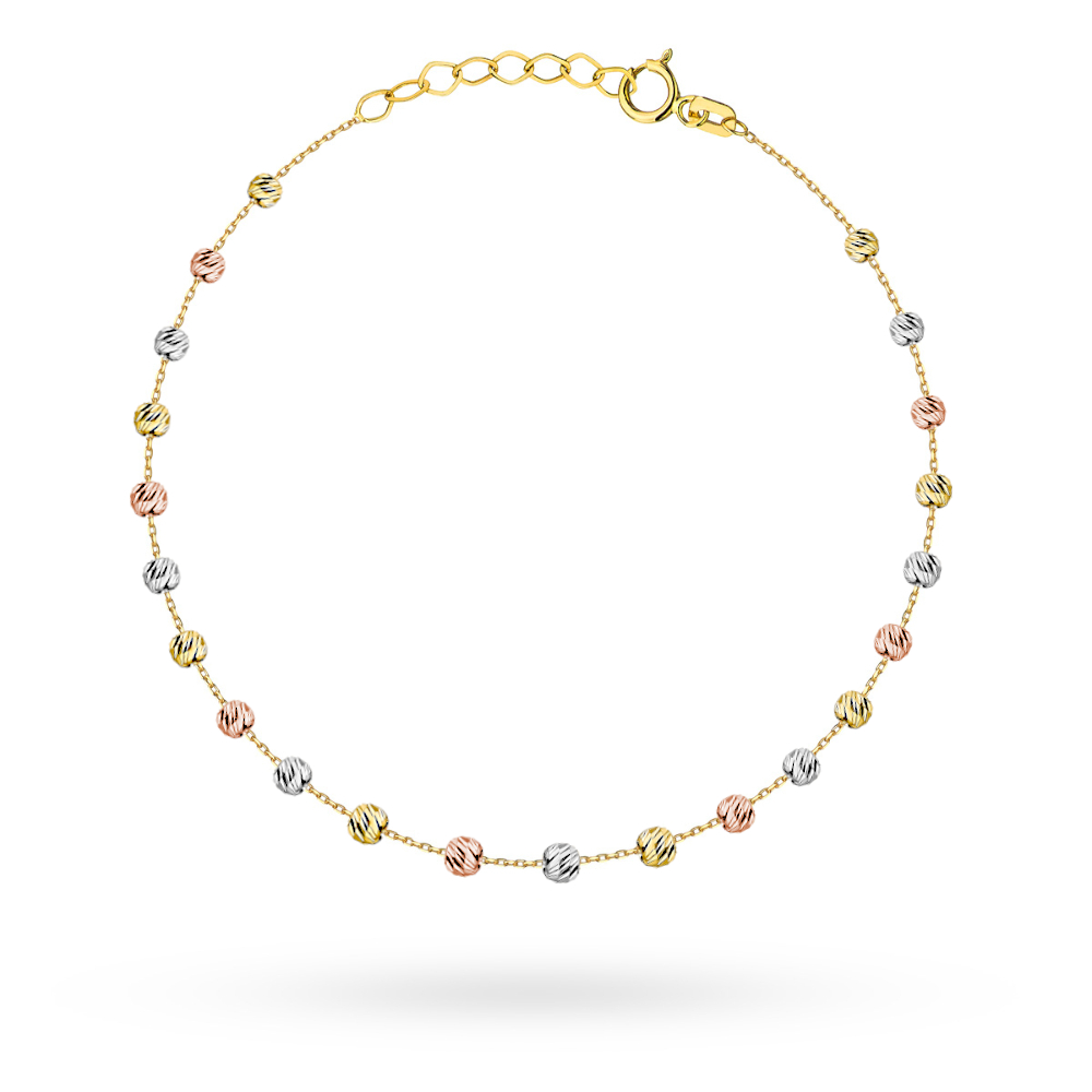 Bransoletka diamentowane kulki trzy kolory złota FUG2-B01145-585 1