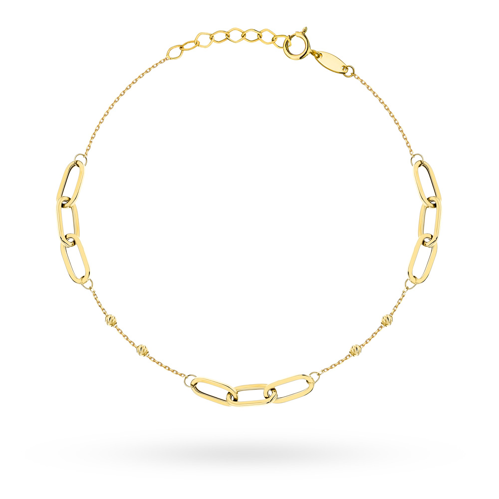 Bransoletka złota długie ogniwa i diamentowane kulki FUG2-B00985-585 1