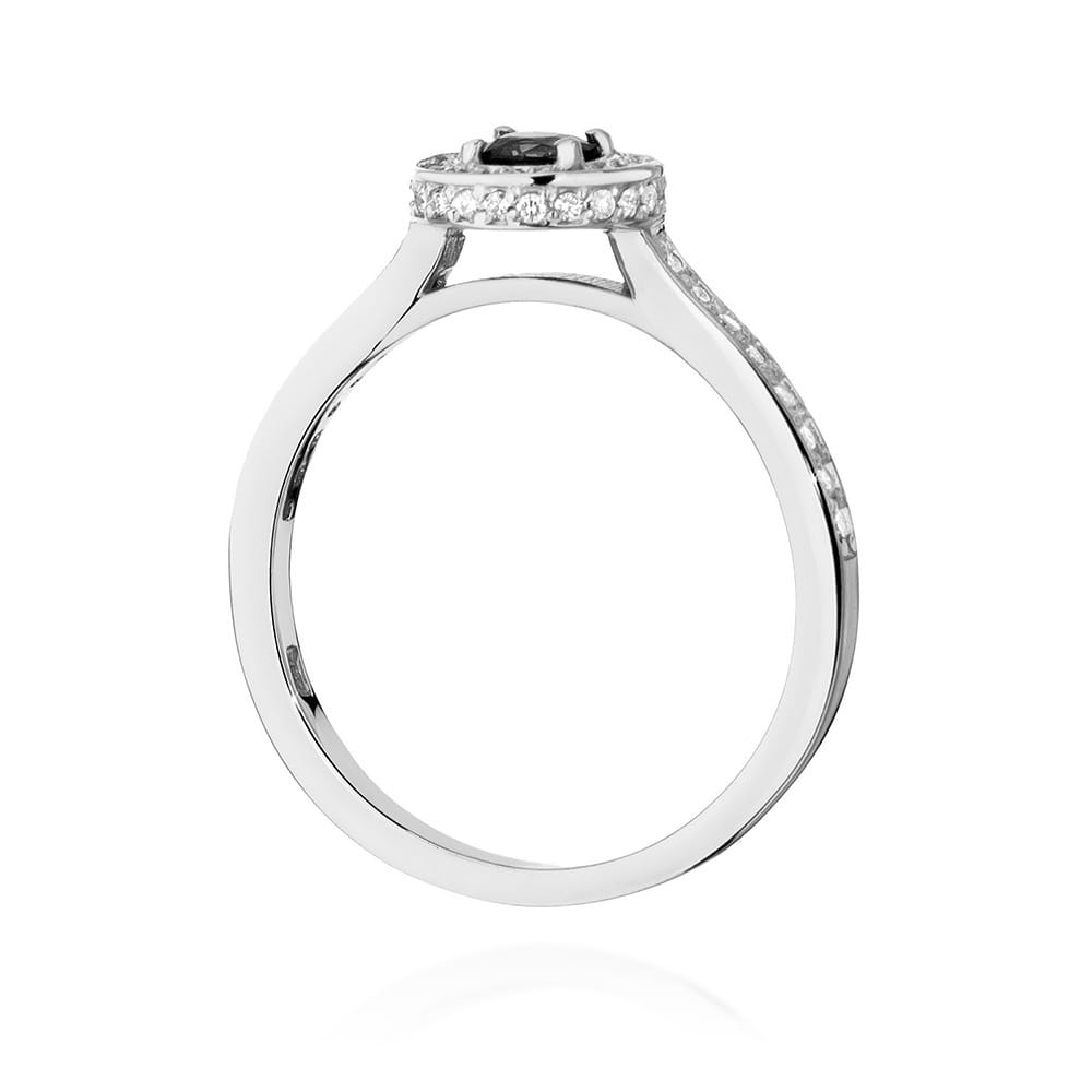 Pierścionek zaręczynowy z białego złota z czarnym brylantem i brylantami 0.34 ct 3