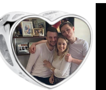 Charms • Zawieszka ze zdjęciem • Serce ażur • Różowe cyrkonie 2