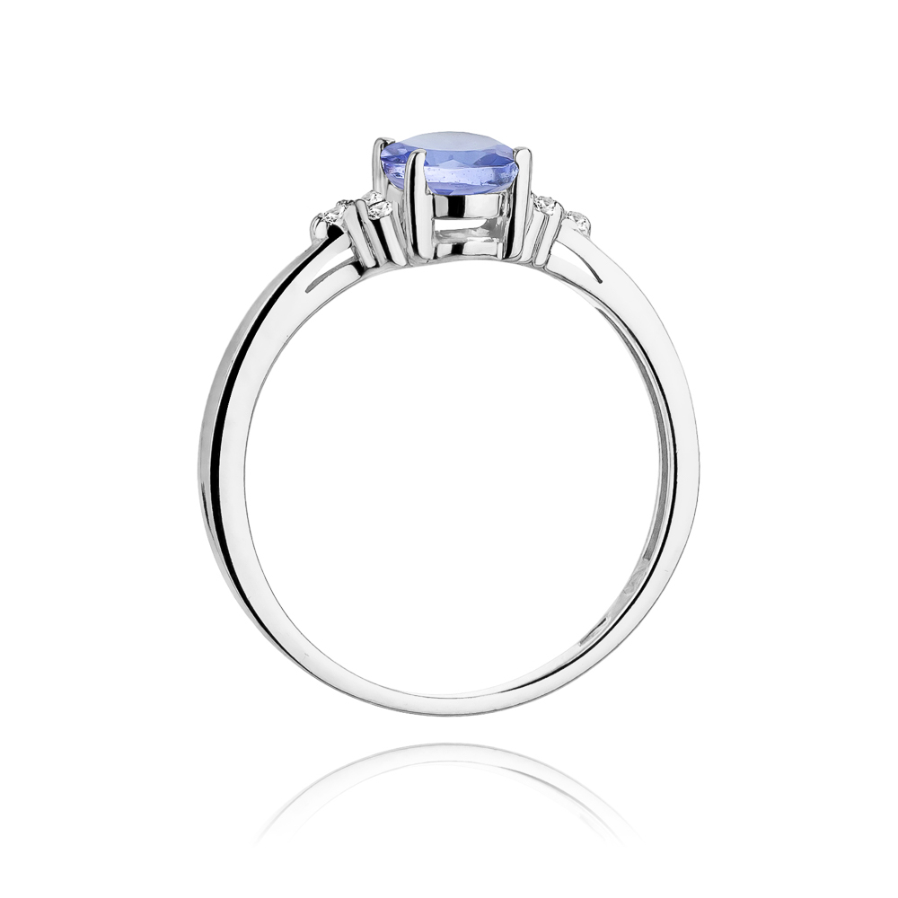 Pierścionek zaręczynowy z białego złota brylantami i tanzanitem 0.05 ct 3