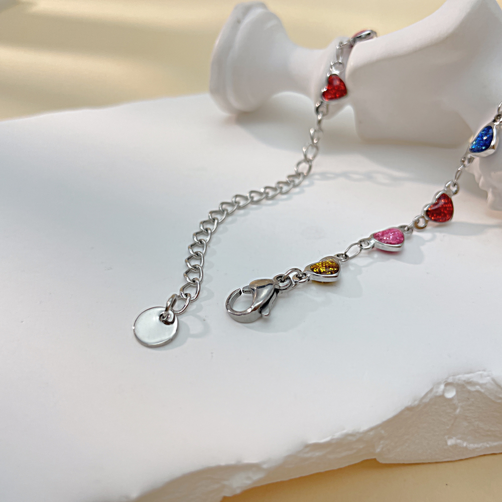 Naszyjnik choker stal szlachetna z kolorowymi sercami FUGTGN1012 5