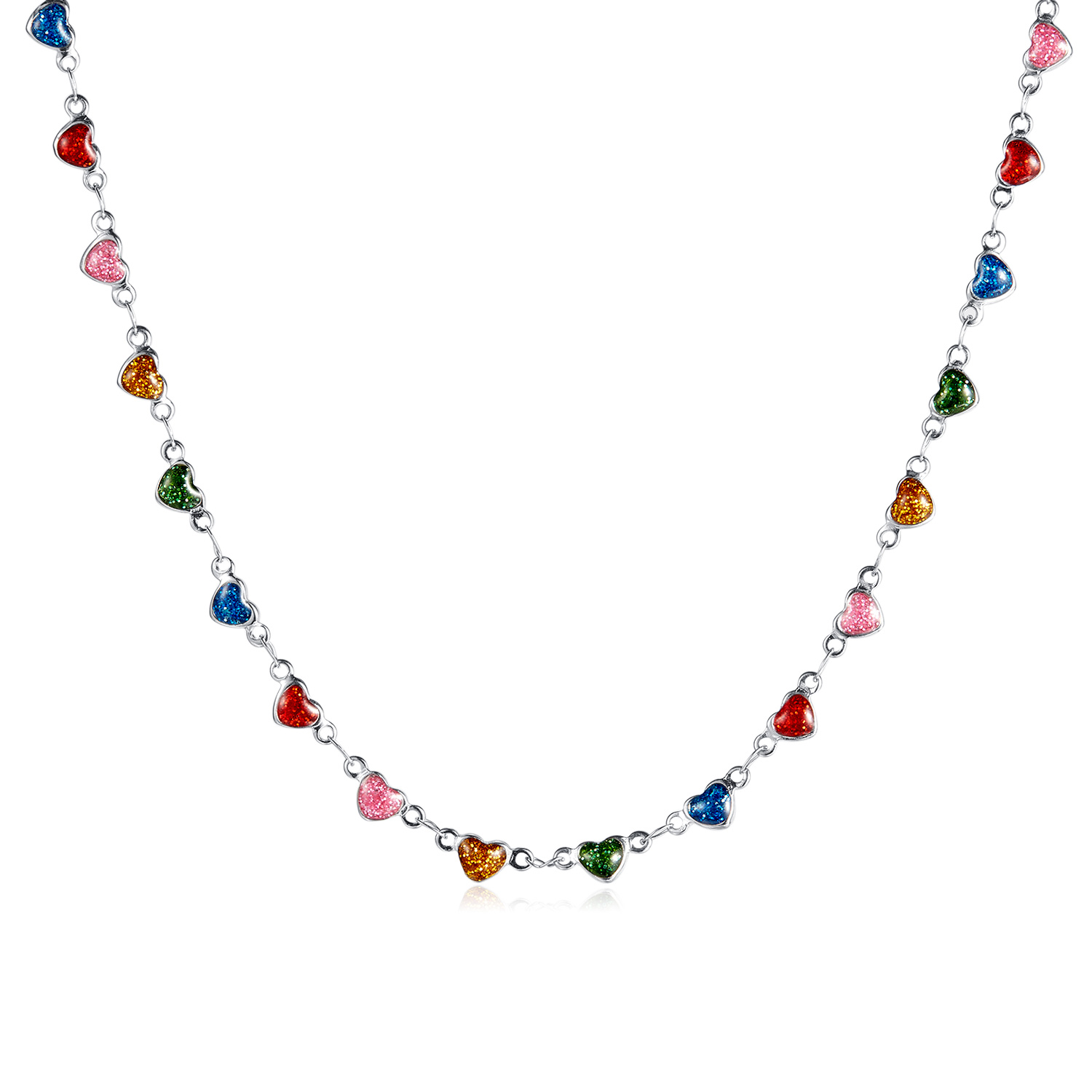Naszyjnik choker stal szlachetna z kolorowymi sercami FUGTGN1012 4
