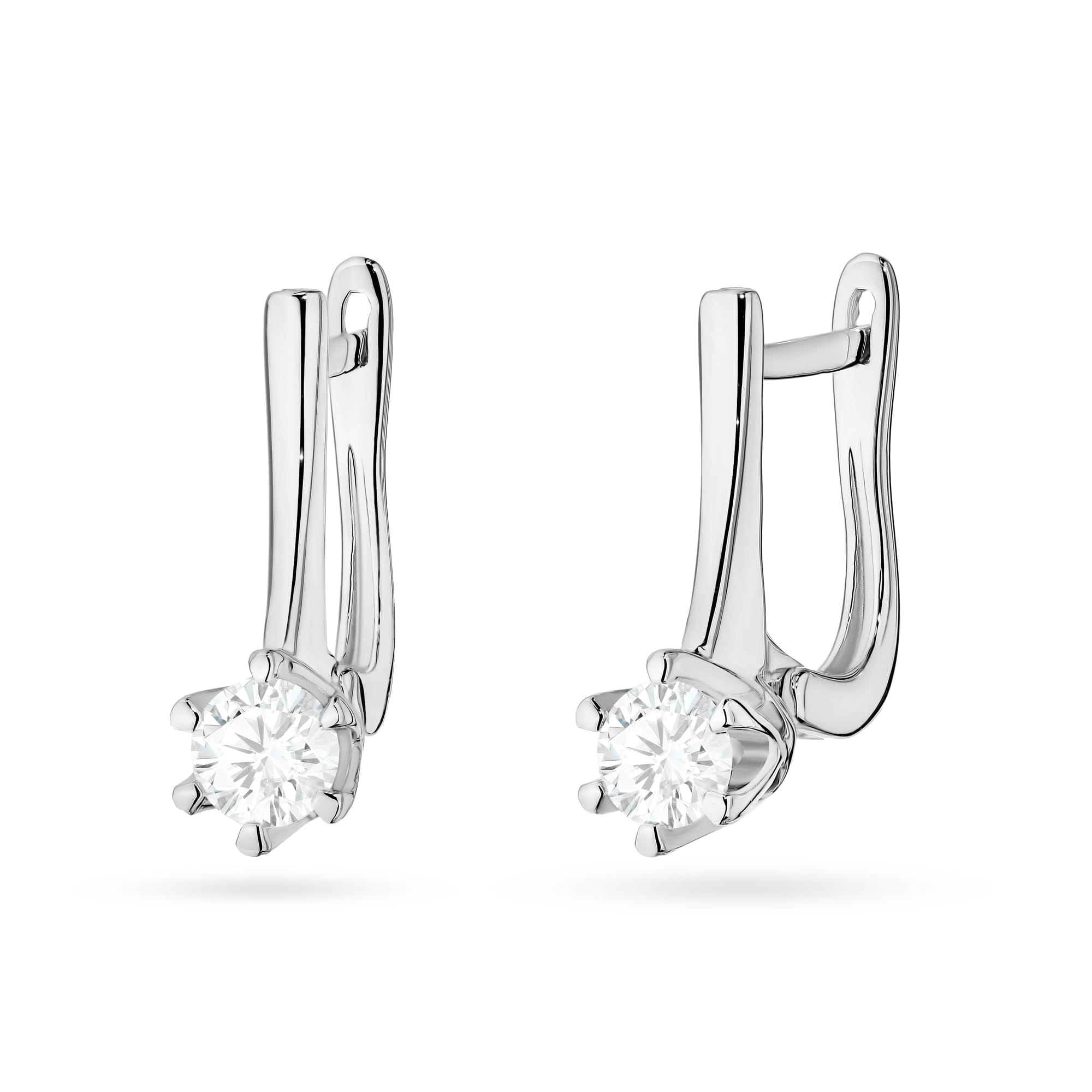 Kolczyki z białego złota z diamentami laboratoryjnymi FKO520-B585-LD0.60 1