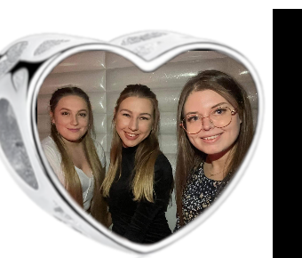 Charms • Zawieszka ze zdjęciem • Serce ażur • Różowe cyrkonie 2