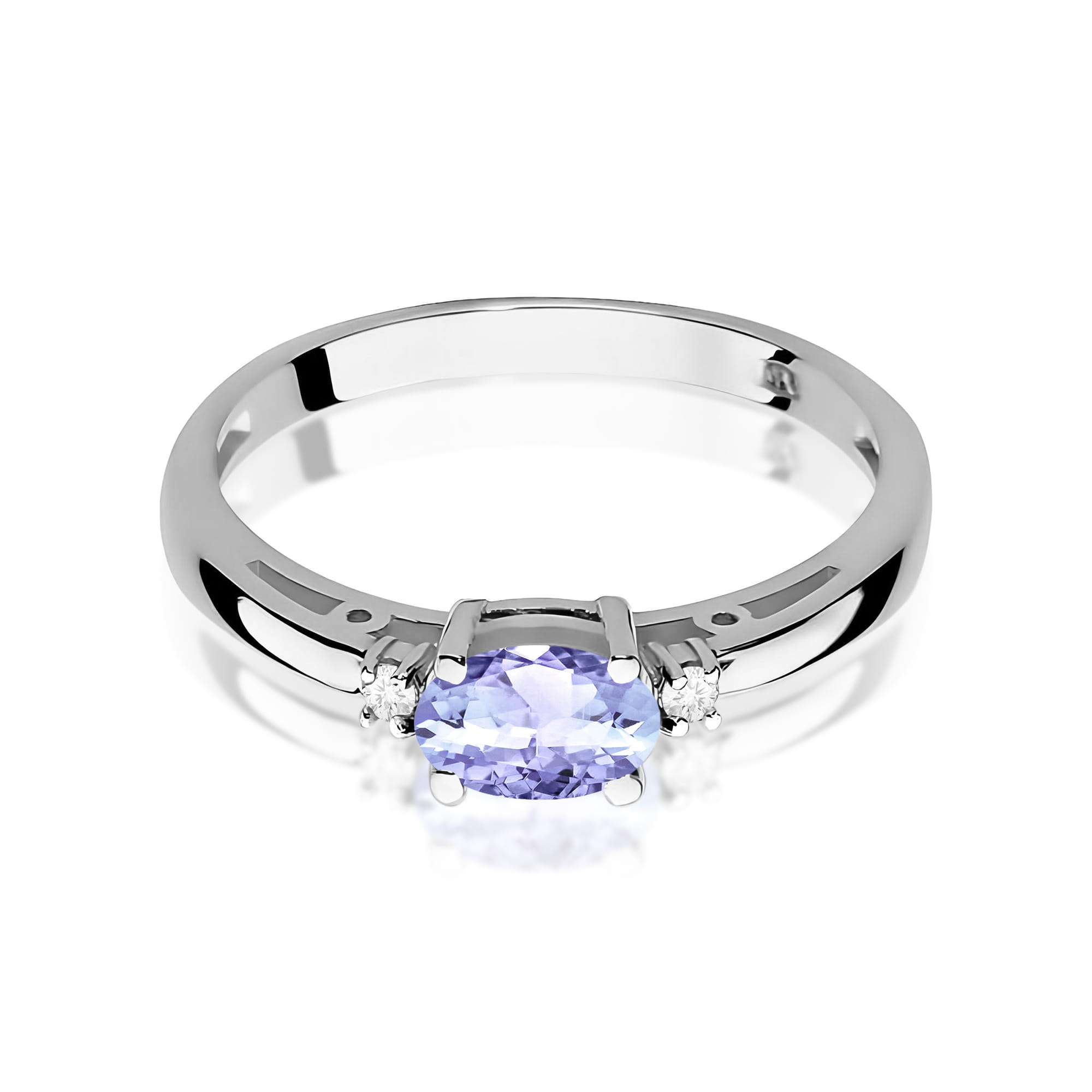 Pierścionek zaręczynowy z białego złota z brylantami i tanzanitem 0.03 ct 3