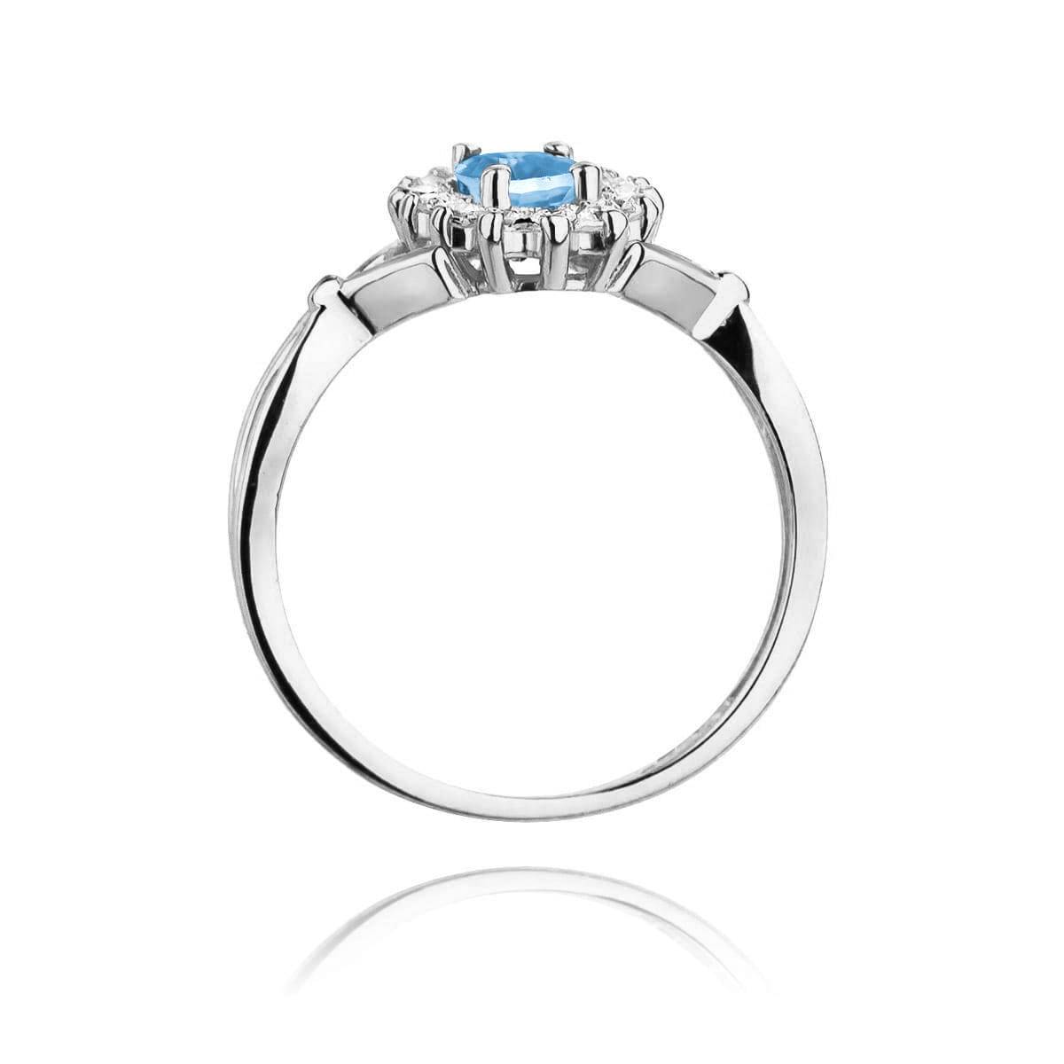 Pierścionek zaręczynowy z białego złota z brylantami i topazem 0.28ct 1
