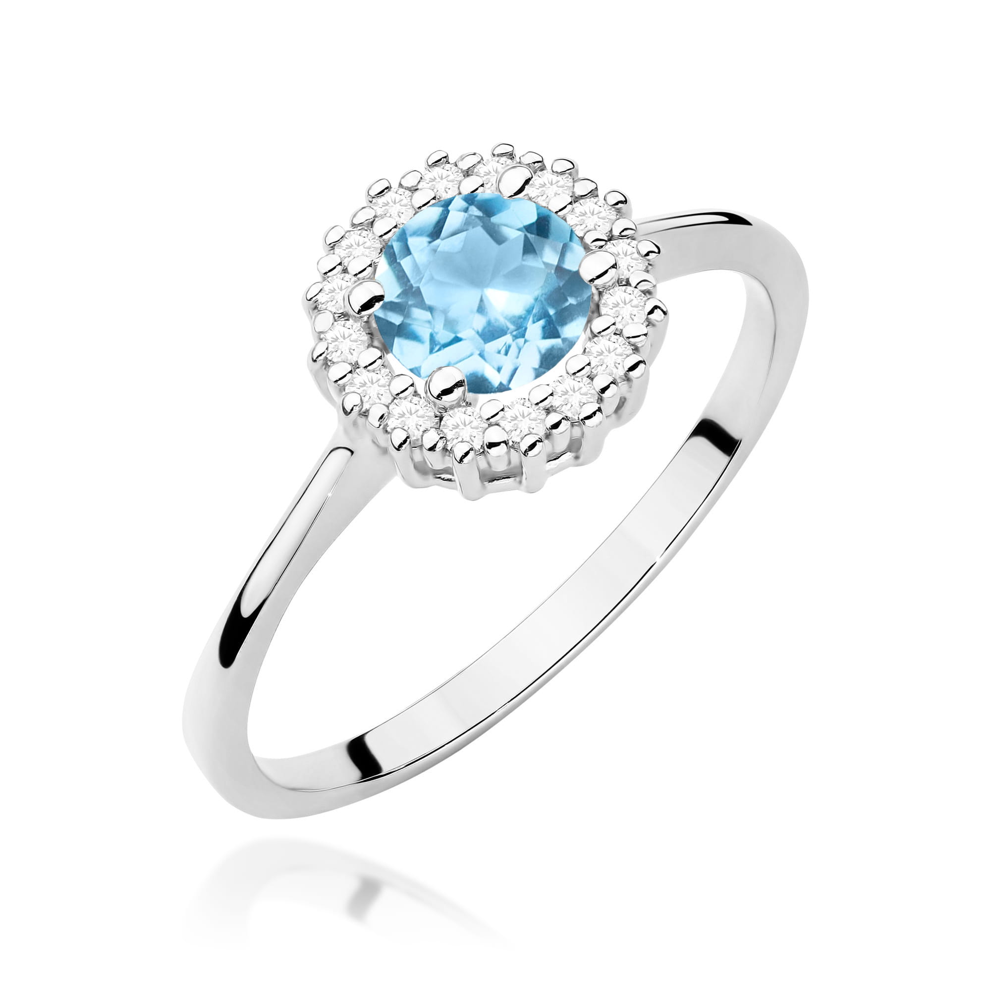 Pierścionek zaręczynowy z brylantami i topazem 0.14ct 4