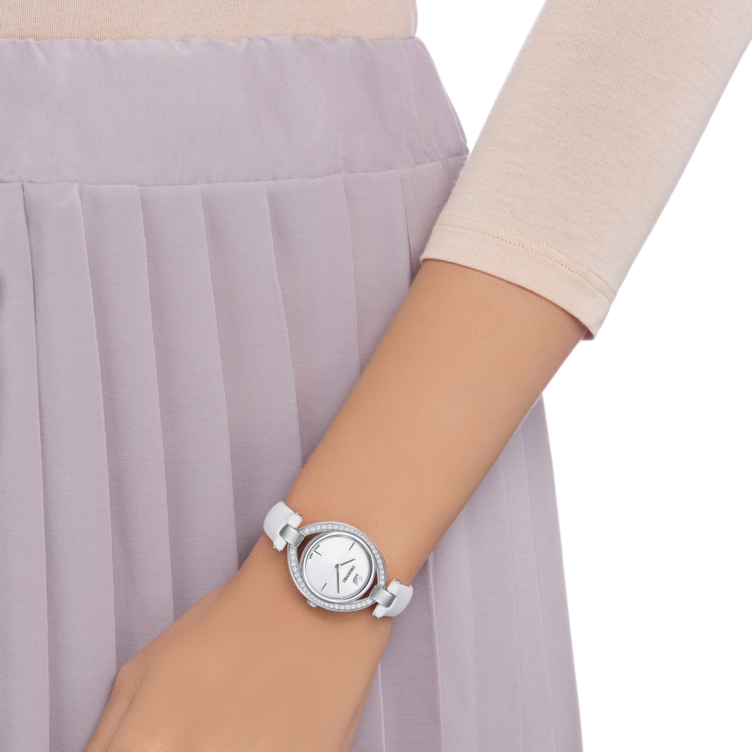 Zegarek Swarovski • Stella Watch, Leather strap, White, Silver tone 5376812 2