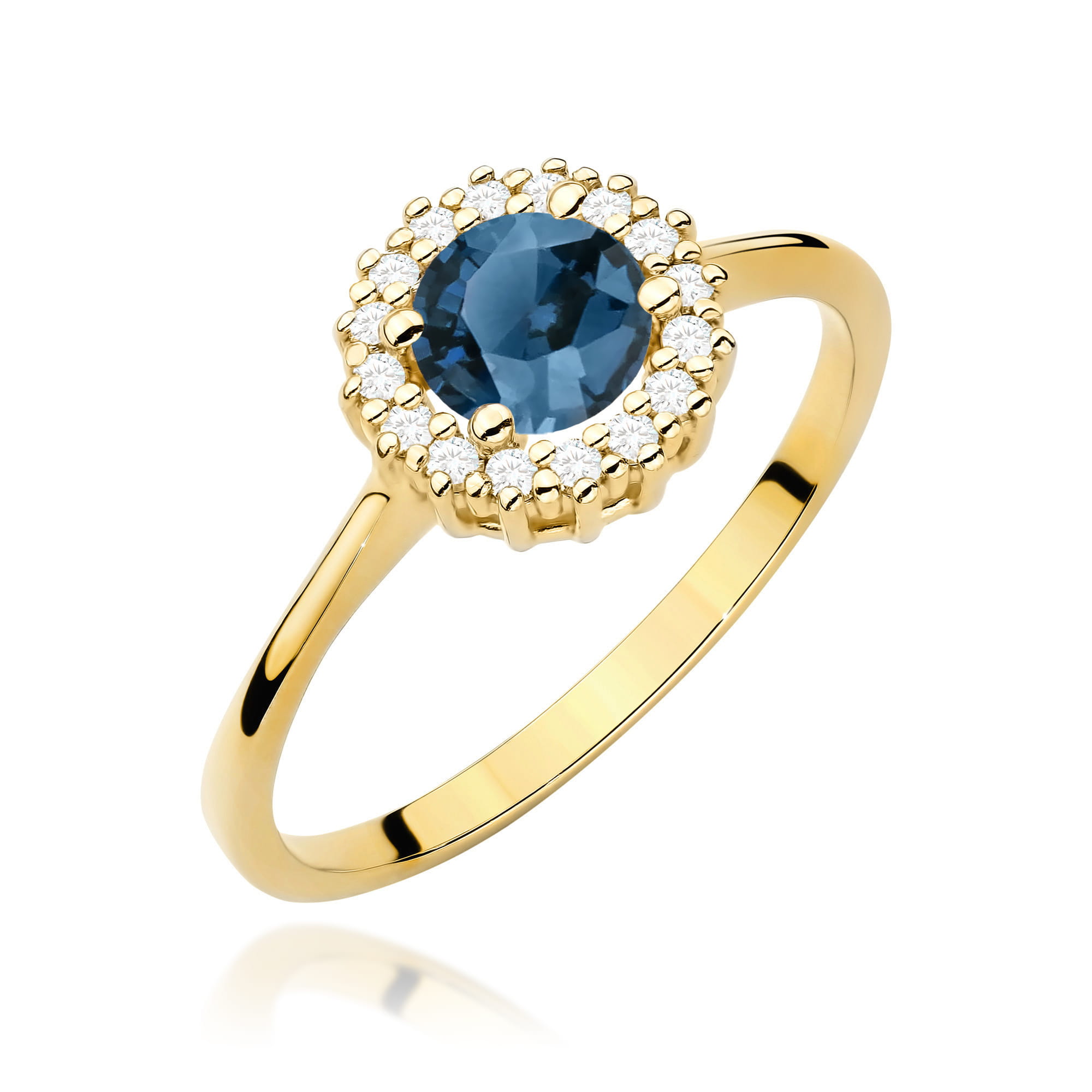 Pierścionek zaręczynowy z brylantami i topazem London Blue 0.14ct 4