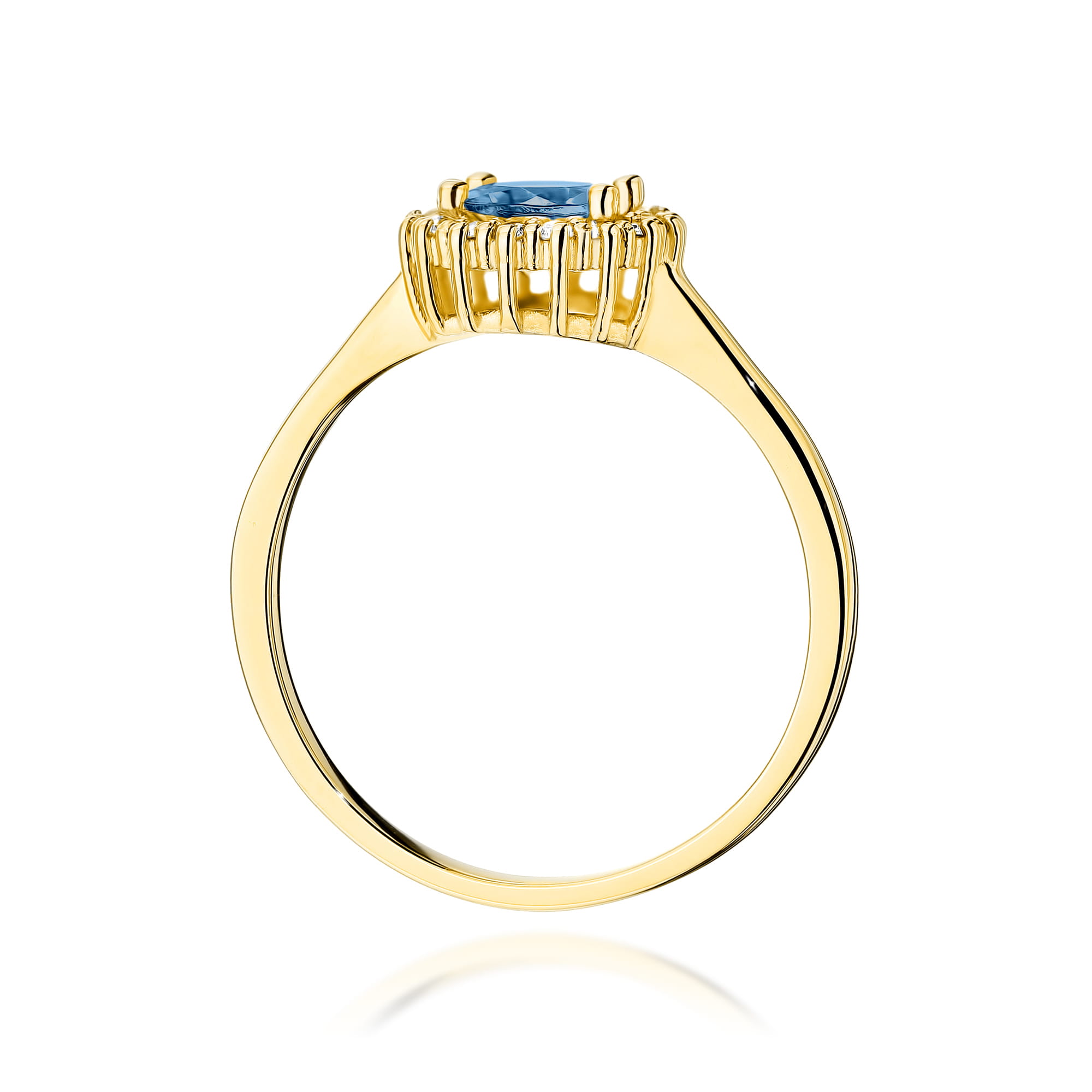 Pierścionek zaręczynowy z brylantami i topazem London Blue 0.14ct 1