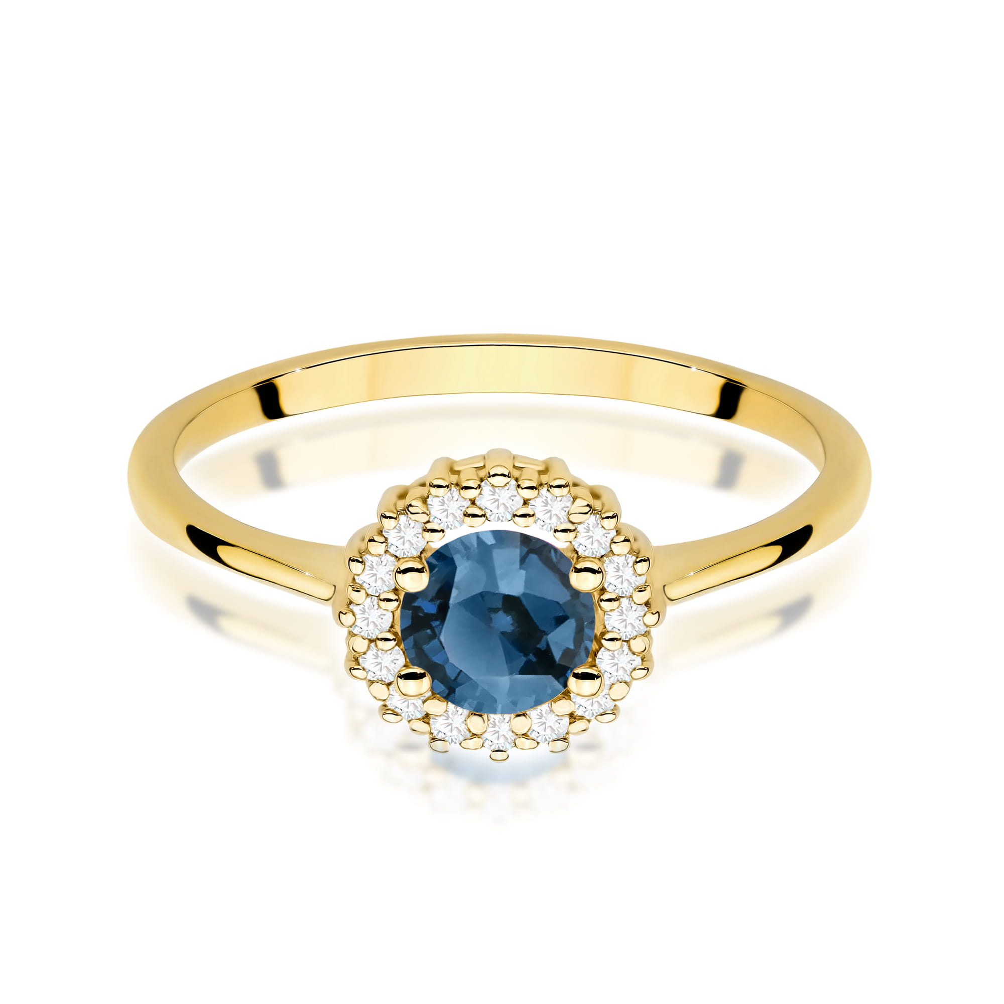 Pierścionek zaręczynowy z brylantami i topazem London Blue 0.14ct 2