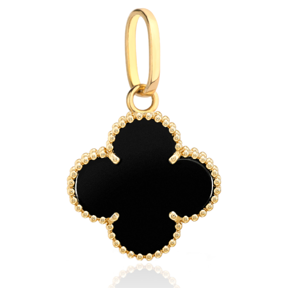Zawieszka czarna koniczynka w złotych kółeczkach duża FUG6-25-Z00399-2 1