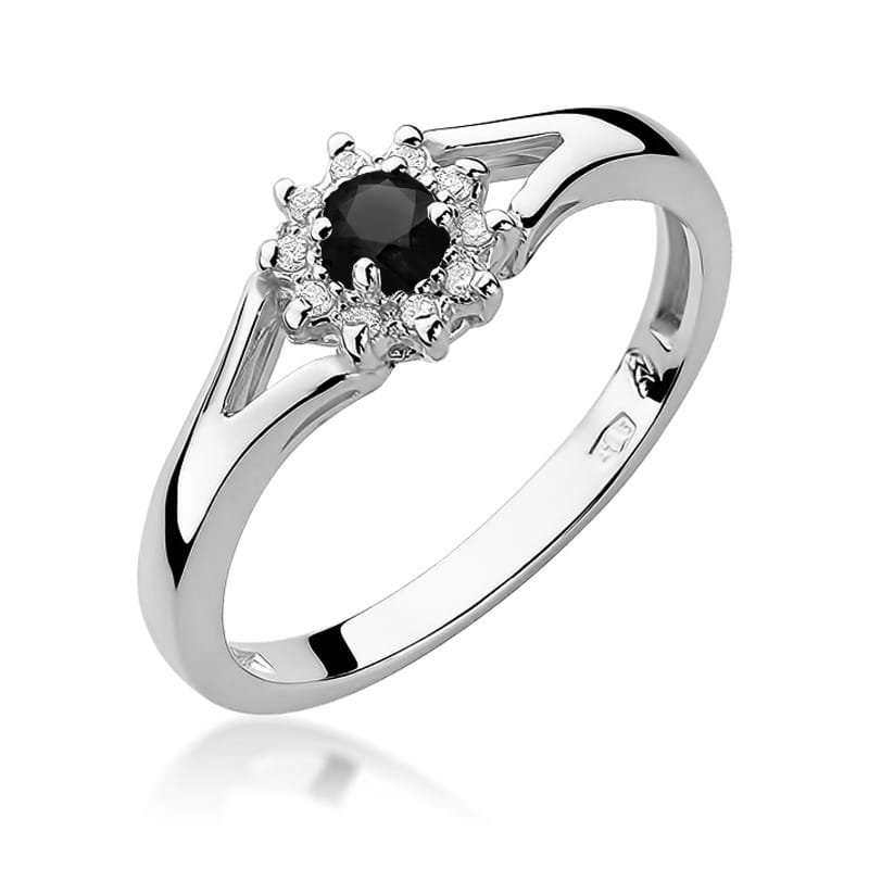 Pierścionek zaręczynowy z brylantami i czarnym diamentem 0.09ct 3