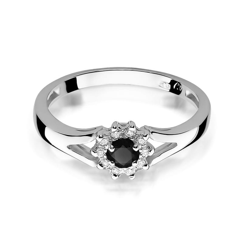 Pierścionek zaręczynowy z brylantami i czarnym diamentem 0.09ct 2