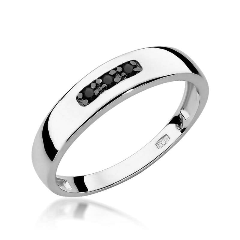 Pierścionek zaręczynowy z białego złota z czarnymi diamentami 0.044ct 4
