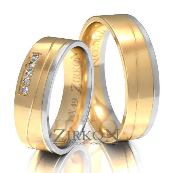 Obrączki ślubne złoto dwukolorowe 6mm próba 585 • X049 1