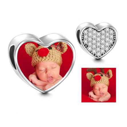 Charms • Zawieszka ze zdjęciem • Serce • Białe cyrkonie 10