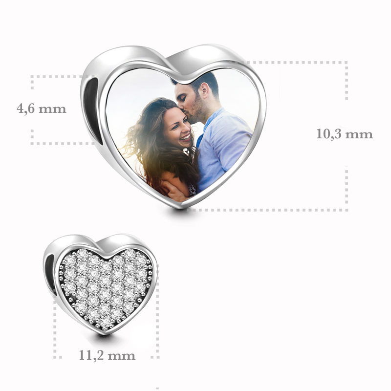 Charms • Zawieszka ze zdjęciem • Serce • Białe cyrkonie 8