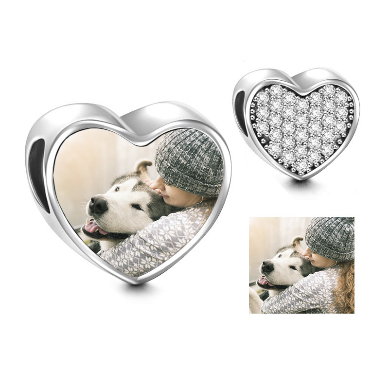 Charms • Zawieszka ze zdjęciem • Serce • Białe cyrkonie 6