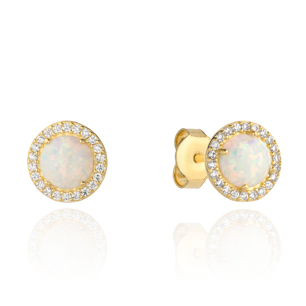 Kolczyki złote opal otoczony cyrkoniami FUG7-25-K01040-2 1