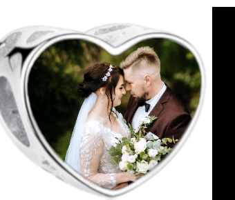 Charms • Zawieszka ze zdjęciem i grawerem • Serce ażurowe 2