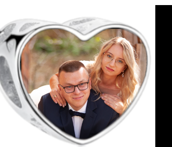 Charms • Zawieszka ze zdjęciem • Serce ażur • Różowe cyrkonie 1