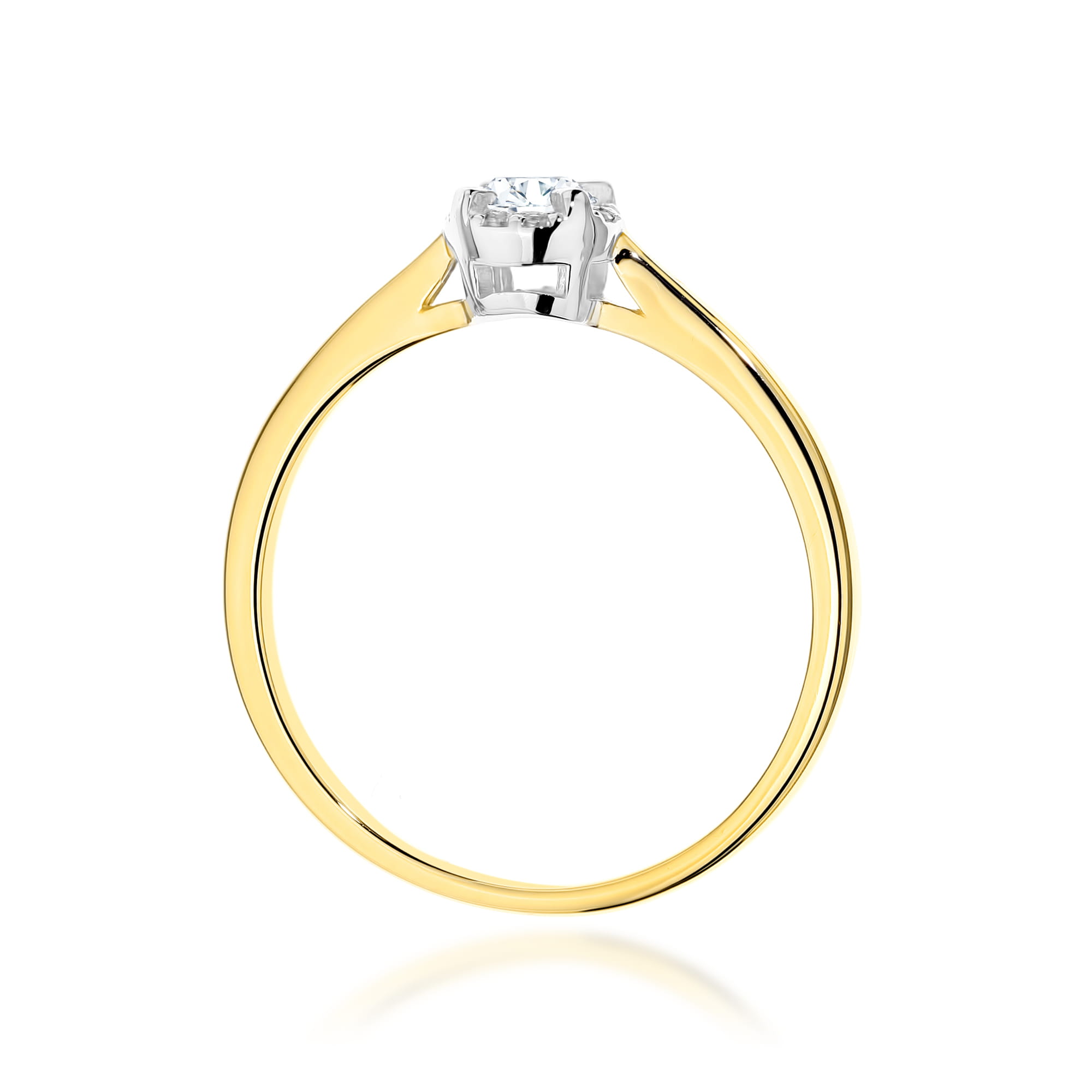 Pierścionek zaręczynowy z żółtego złota z brylantami 0.14ct 1