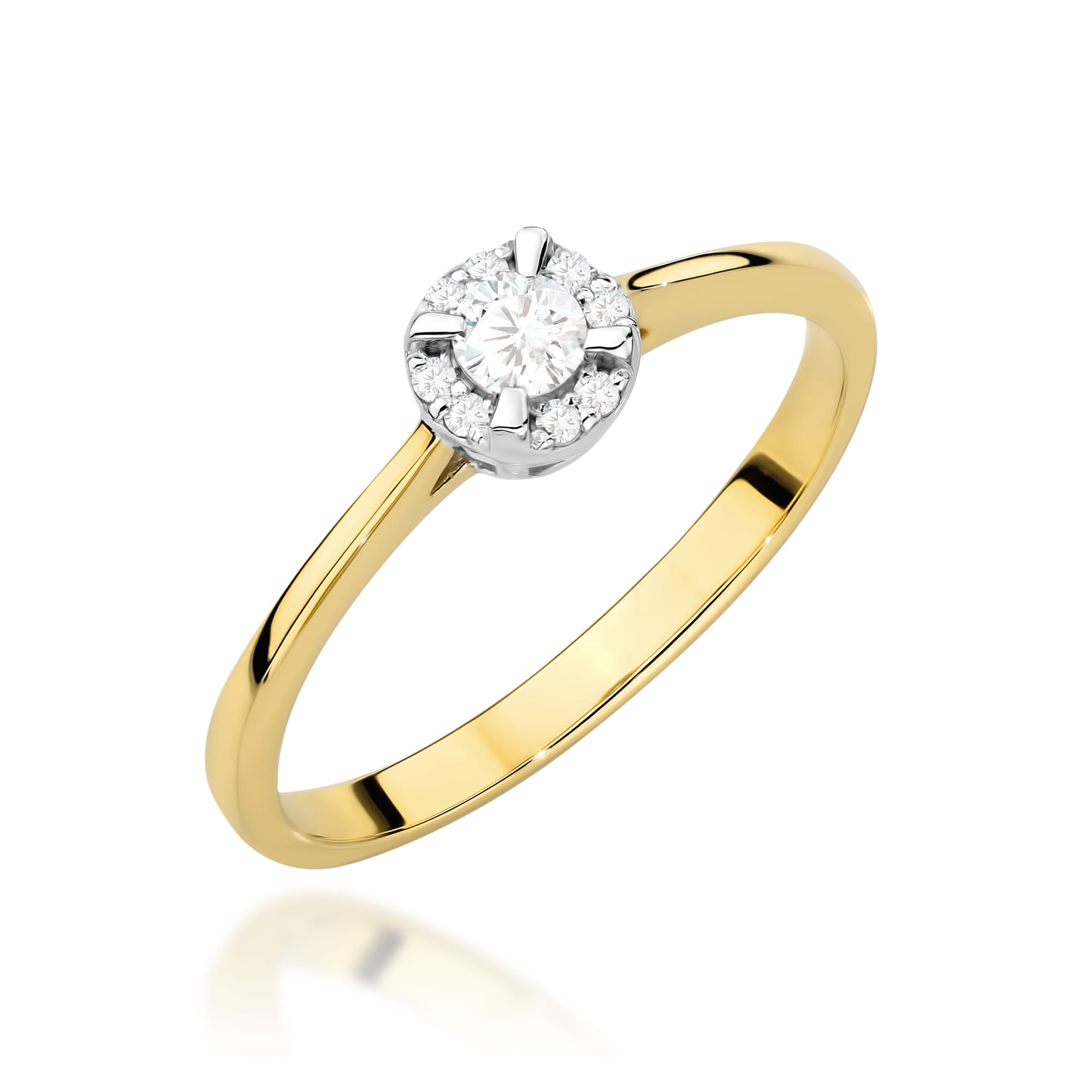 Pierścionek zaręczynowy z żółtego złota z brylantami 0.14ct 4