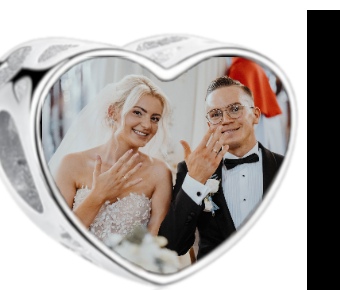 Charms • Zawieszka ze zdjęciem i grawerem • Serce ażurowe 2