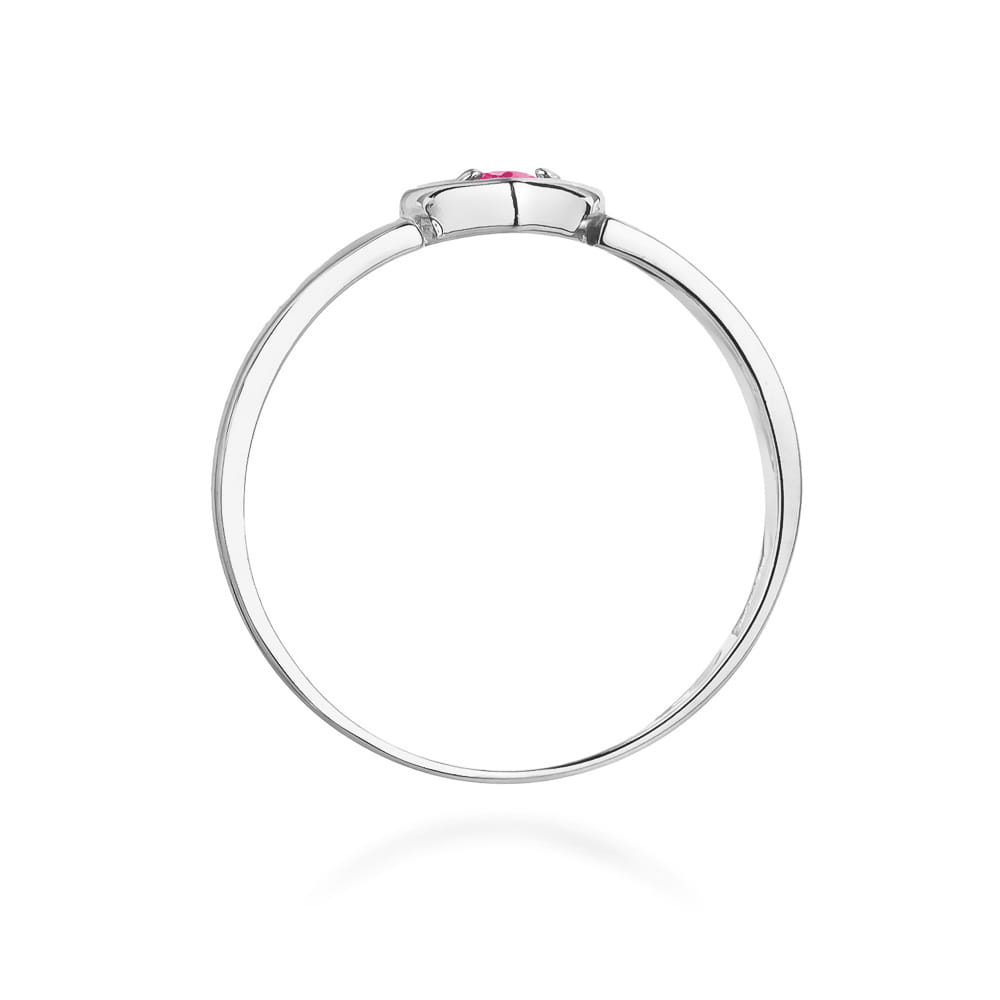 Pierścionek zaręczynowy z białego złota z różowym szafirem 0.04ct 2
