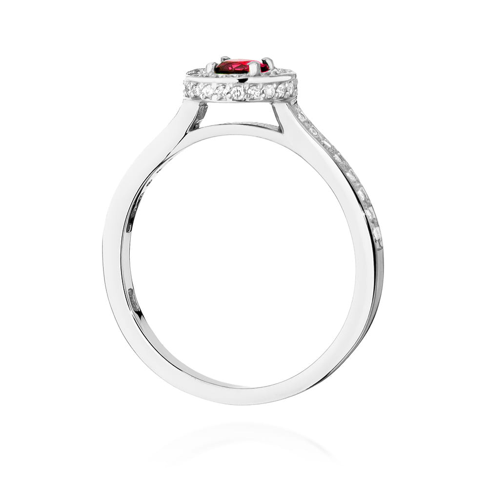 Pierścionek zaręczynowy z białego złota z brylantami i rubinem 0.34 ct 3