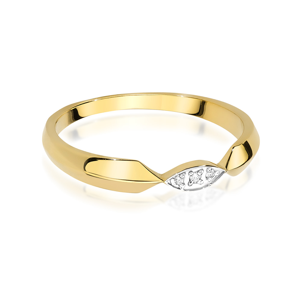 Pierścionek zaręczynowy z żółtego złota z brylantami 0.015 ct 3