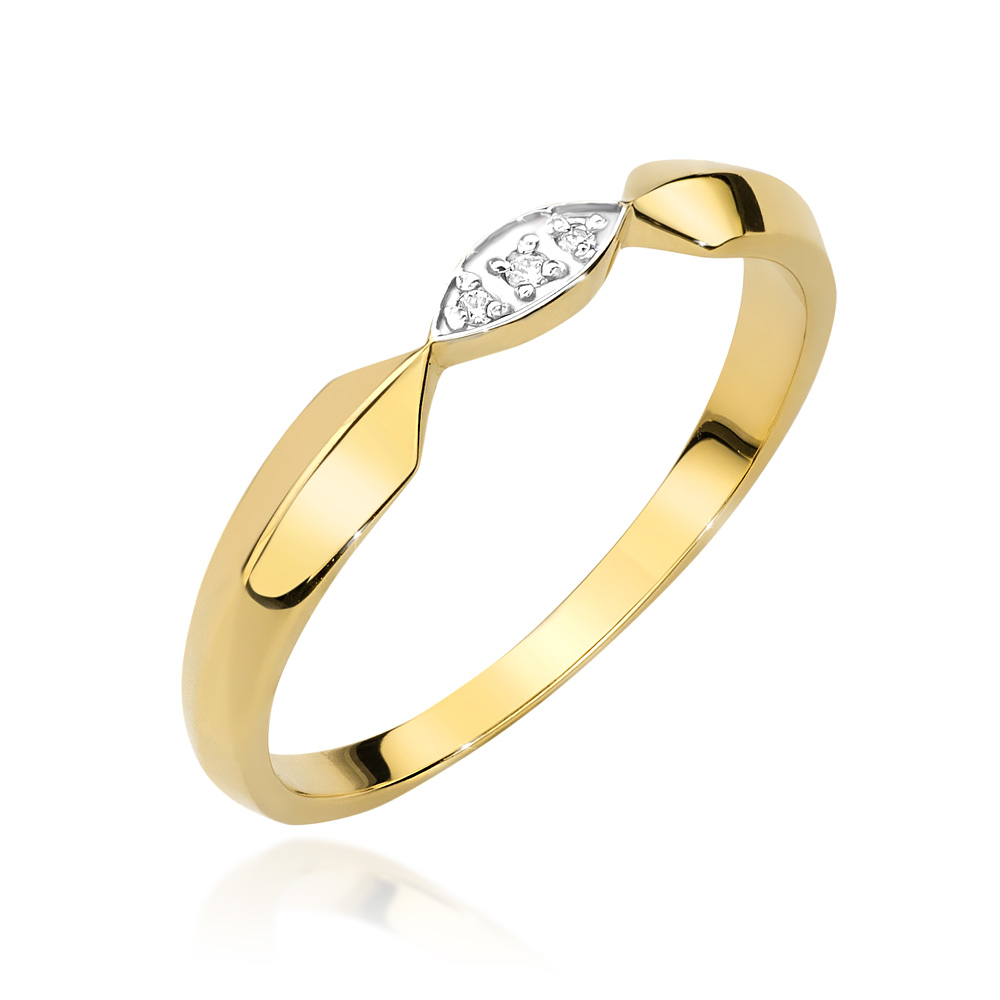 Pierścionek zaręczynowy z żółtego złota z brylantami 0.015 ct 1