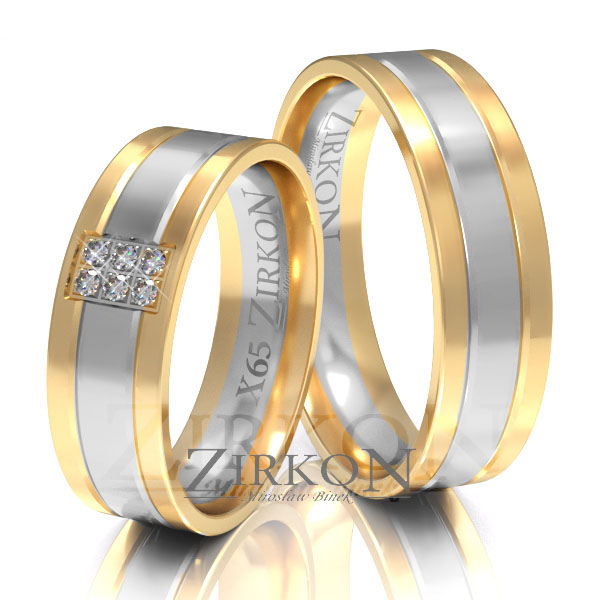 Obrączki ślubne złoto dwukolorowe 6mm próba 585 • X065 1