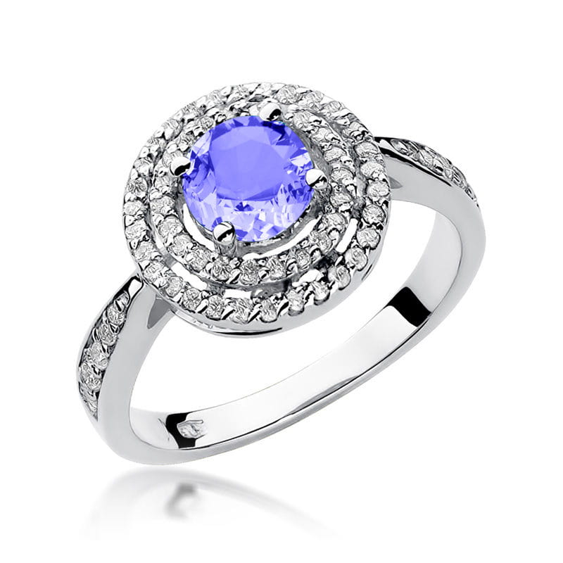 Pierścionek zaręczynowy z białego złota z brylantami i tanzanitem 0.38 ct 3